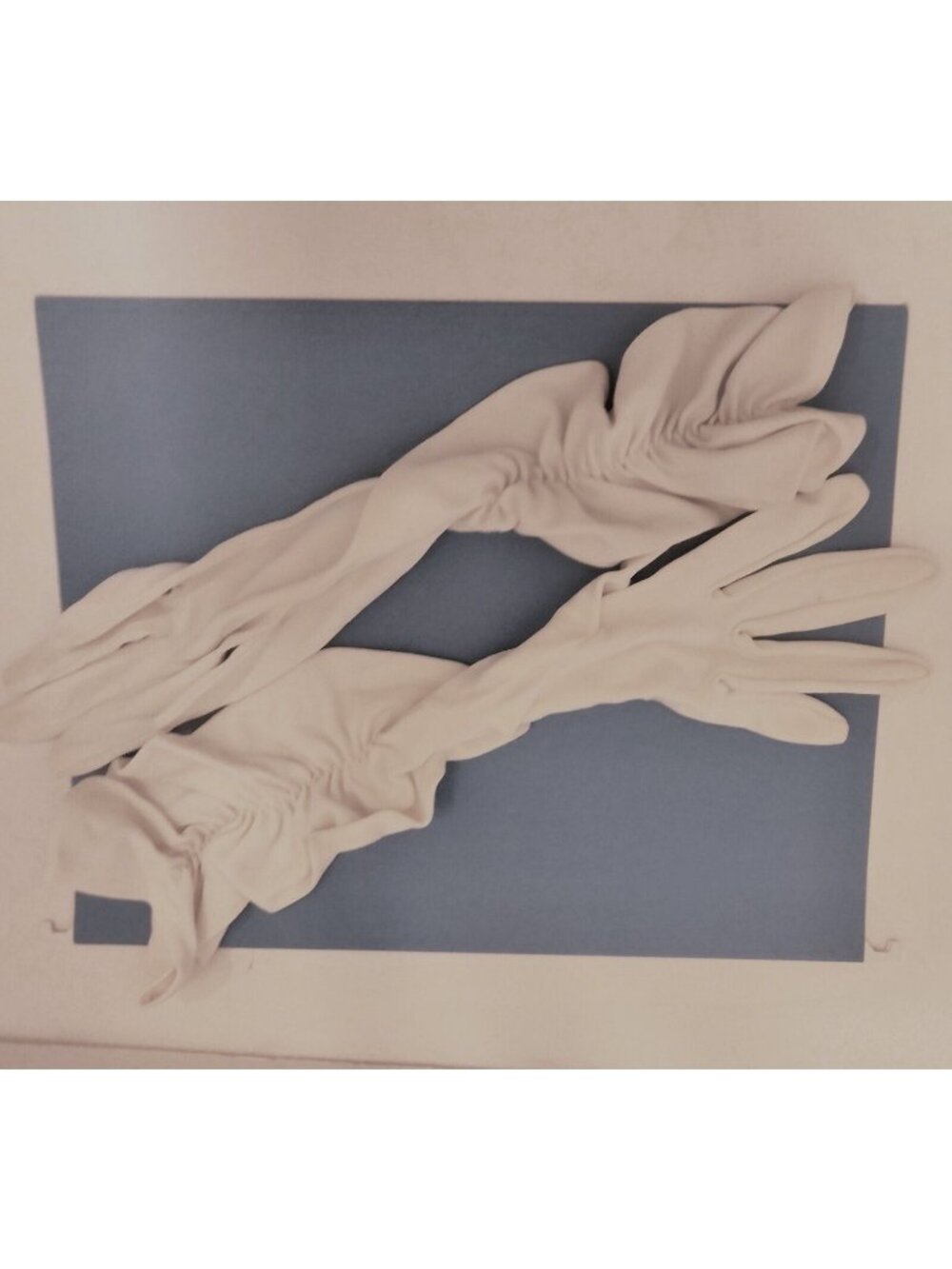 Vintage Dress Gloves Ladies White Long  Ruching Stretch Retro Regency Costuem
